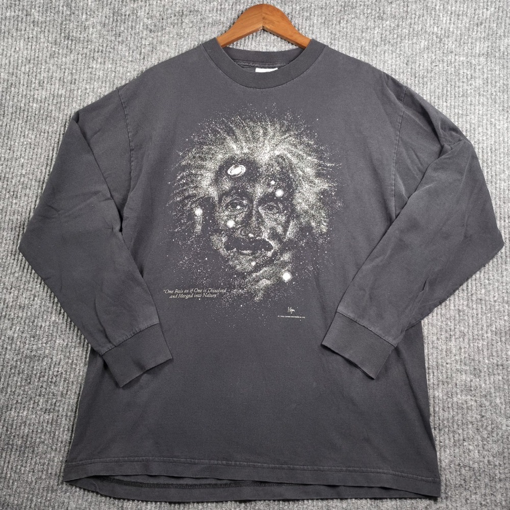 Cotton Expressions Einstein Space Graphic Long Sleeve Tee Mens Large‎ 1993 GITD